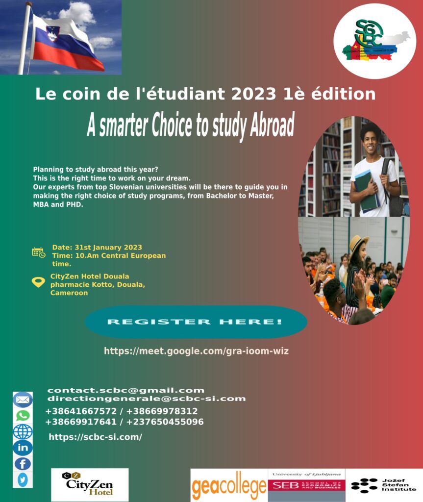 Slovenia Cameroon Business Club student’s corner 2023 1st edition.